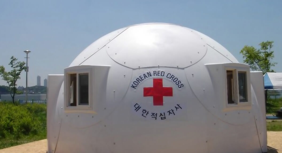 prefab dome house used by Korean Red Cross