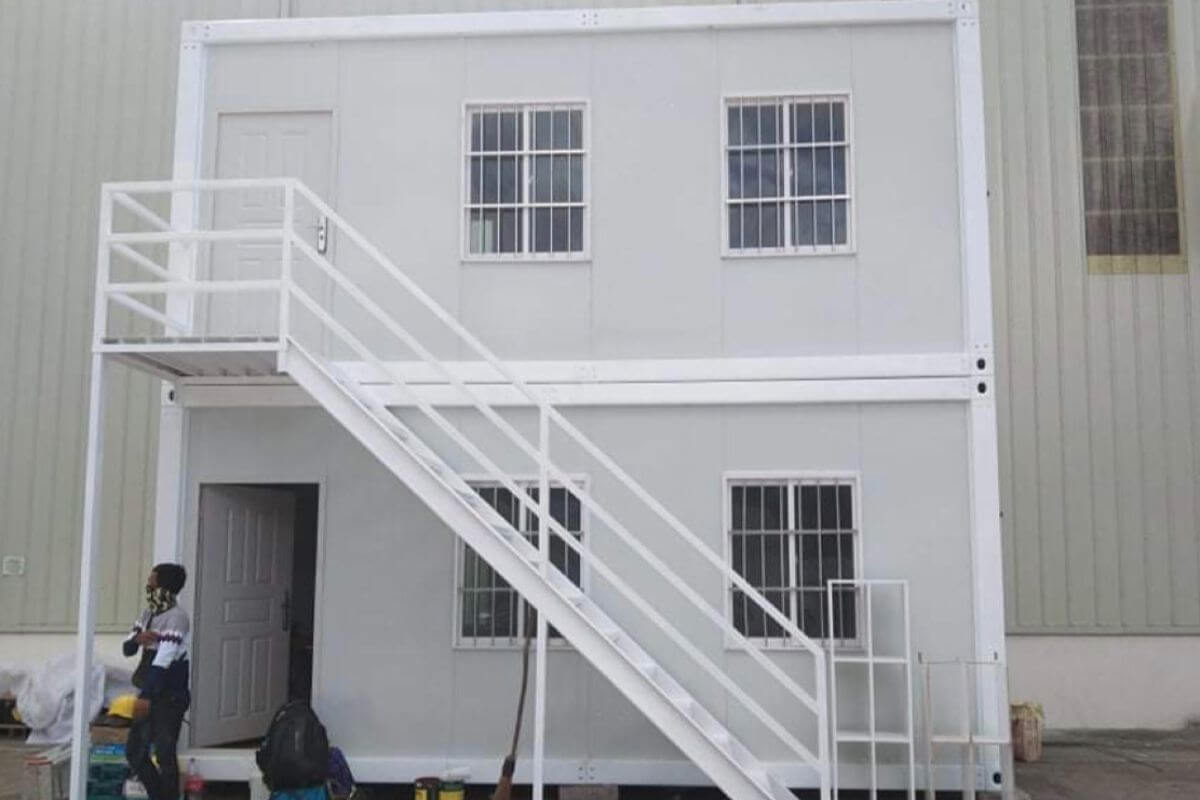 white prefabricated housing for a container community